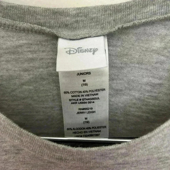 Disney Christmas Mickey Minnie Shirt Junior Sparkly Gray Long Sleeve Size M 7/9 - Picture 5 of 6